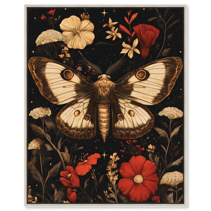 Flying Moth Canvas by Art Remedy - 36" x 45" - Silver