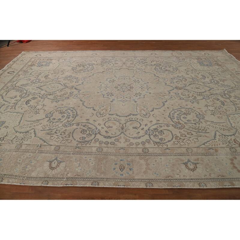 Traditional Floral Tabriz Persian Rug Hand-Knotted Wool Carpet - 9'4"x 13'1"
