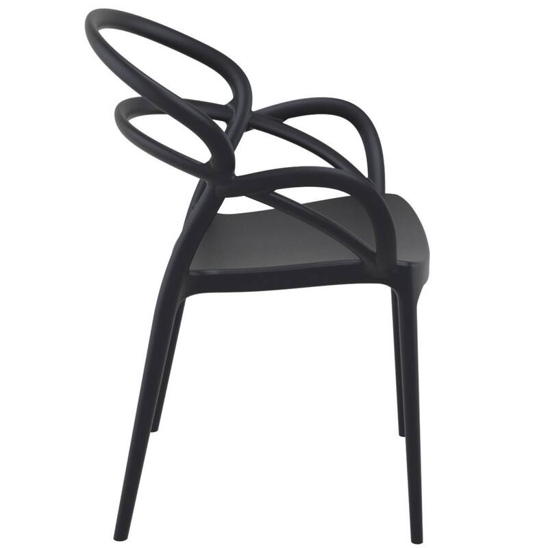 33" Black Outdoor Patio Round Dining Arm Chair