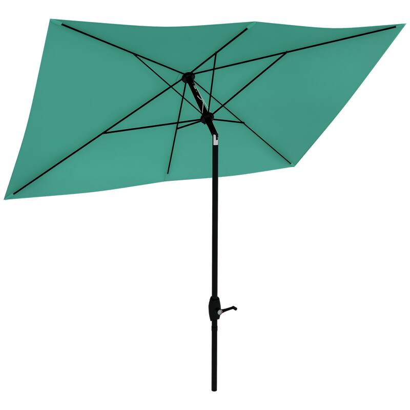 Outsunny 6.6 X 10 ft Rectangular Market Umbrella Patio Outdoor Table Umbrellas with Crank & Push Button Tilt