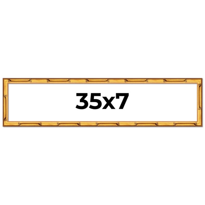 35x7 Frame Gold Bamboo Picture Frame Modern Photo Frame Includes UV Acrylic Shatter Guard Front Acid Free Foam Backing Board