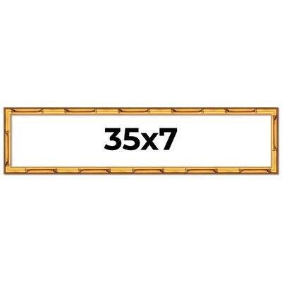 35x7 Frame Gold Bamboo Picture Frame Modern Photo Frame Includes UV Acrylic Shatter Guard Front Acid Free Foam Backing Board