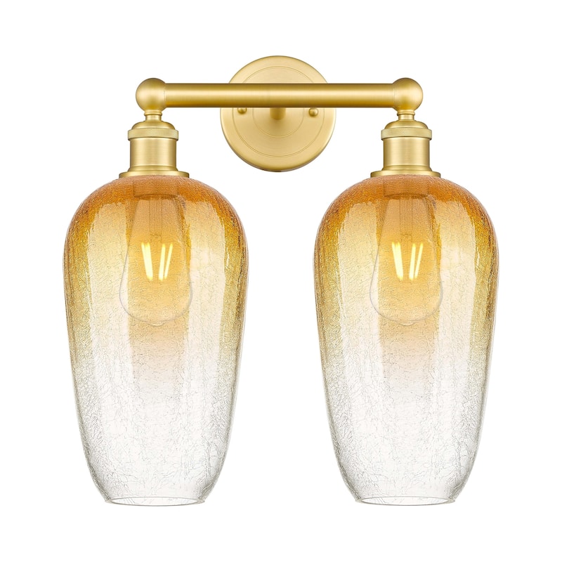 Innovations Lighting 616-2W-18-16 Brookhaven Flute Vanity Brookhaven - Satin Gold / Amber