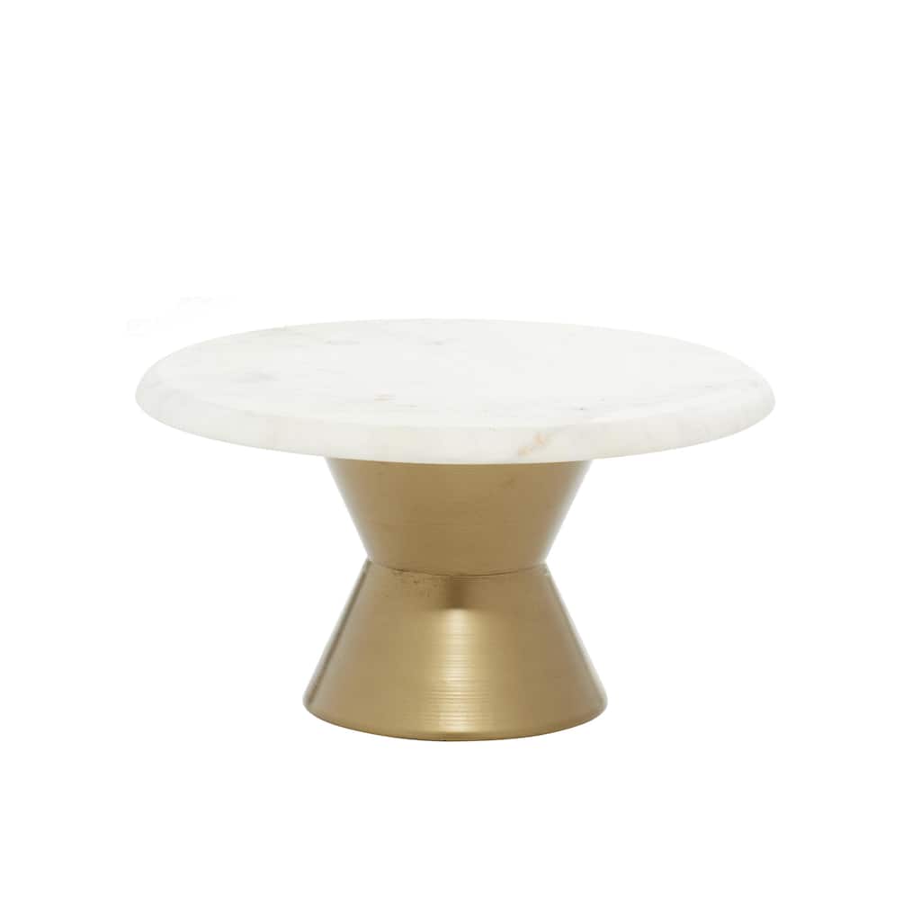 Marble Cake Stand with Gold Base - White or Gray - Roche River Decor