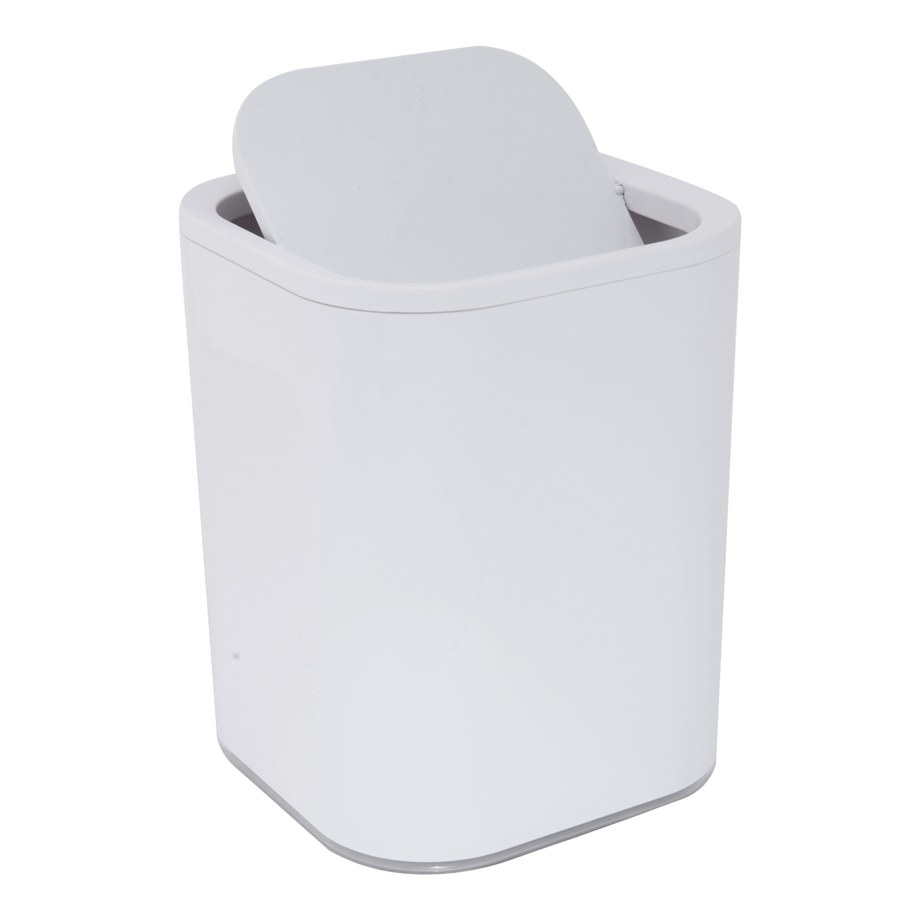 Evideco Soft Close Small Round Metal Bathroom Floor Step Trash Can Waste Bin 3-liters/0.8-gal White