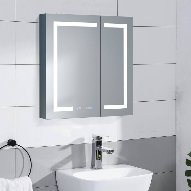 LED Bathroom Medicine Cabinet with Mirror and Defogger - 30*32