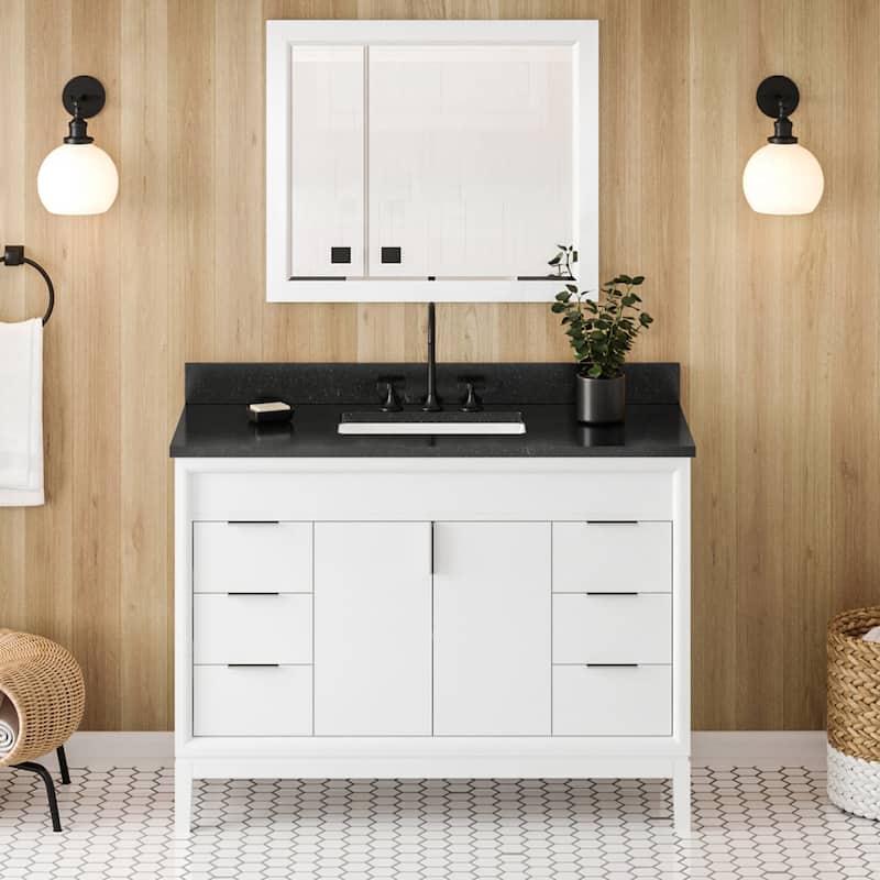 Jeffrey Alexander VKITTHE48R-GRANITE Theodora II 48" Free Standing - White / Black - Painted