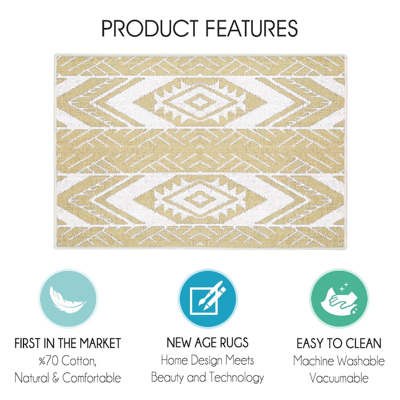 Sussexhome Heavy Duty Ultra Thin Non Slip Washable Cotton Indoor Rug - 2' x 3'