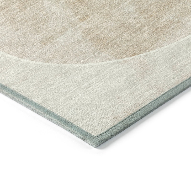 Machine Washable Indoor/ Outdoor Abstract Circles Chantille Rug