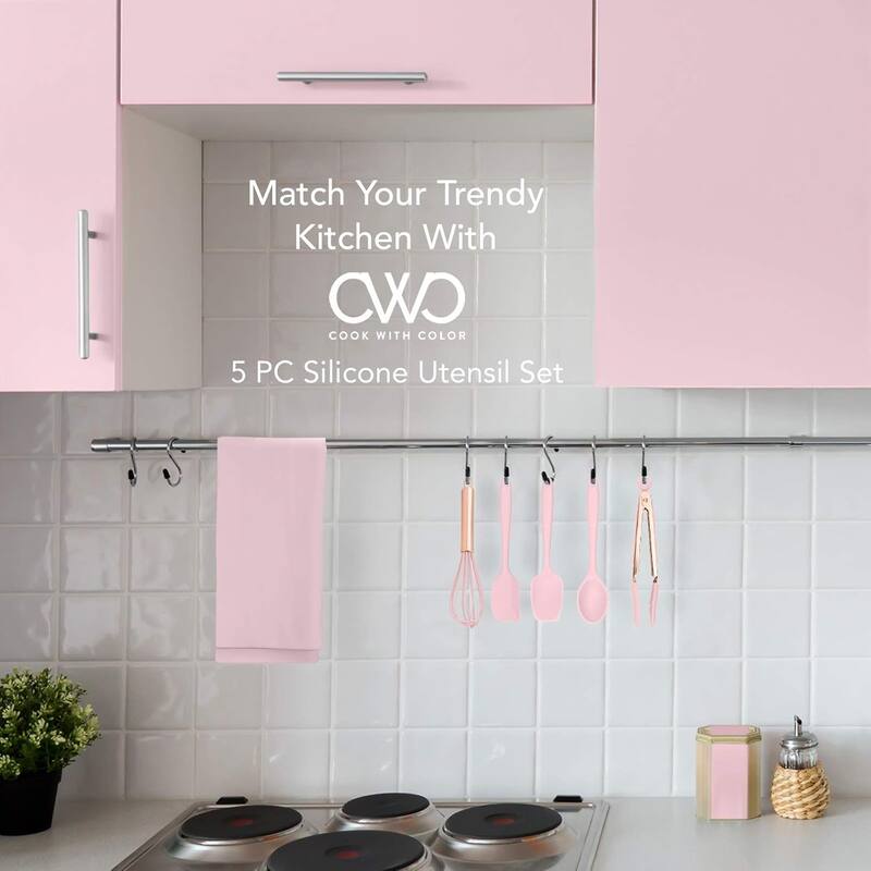 COOK WITH COLOR Silicone Kitchen Utensil Set Nonstick Safe, Easy-Clean Cooking Tools, Aqua