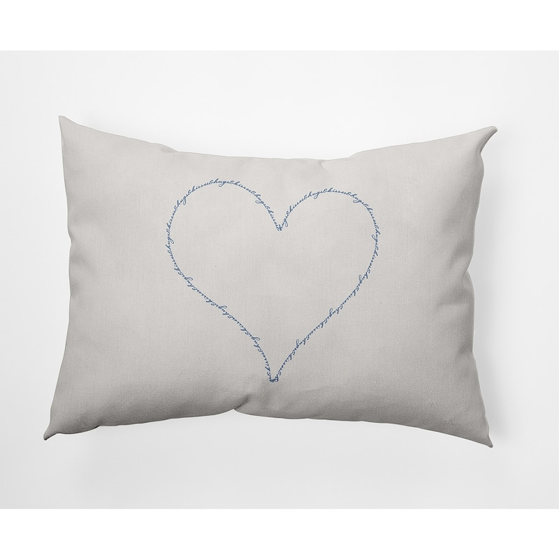Hugs and Kisses Heart Valentine's Day Decorative Indoor/Outdoor Pillow - 14" x 20" - Cadet Blue