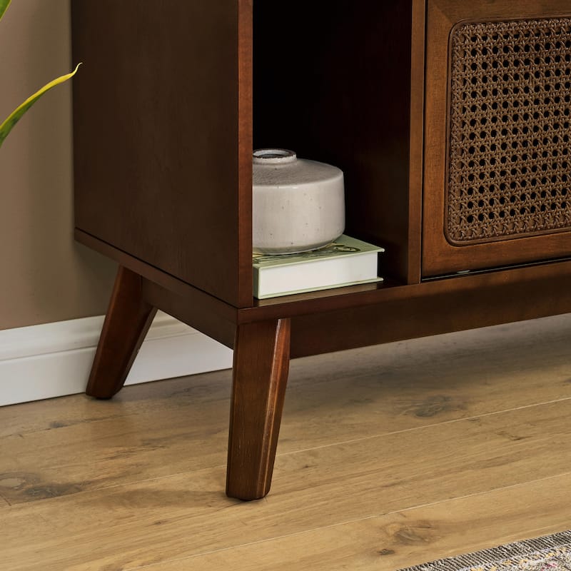 67.9 Inch Mid Century Modern Rattan TV Stand for TVs up to 75"
