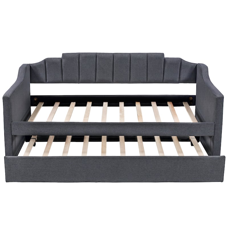 Black Upholstered Twin Daybed with Trundle