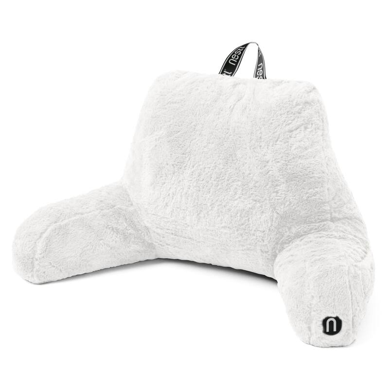 Emperyan Fur Reading Pillows for Sitting in Bed Adult & Kids, Sit Up Back Support Pillow for Bed Rest - Pillow Covers - Medium - White