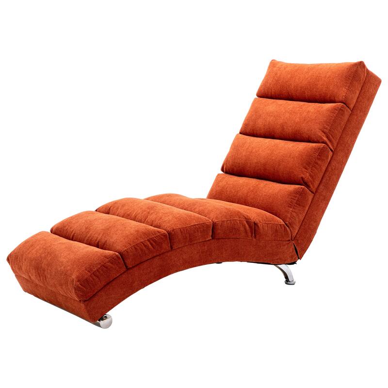 Orange Modern 21.65" High Back Upholstered Chaise Lounge Chair with Remote Control and Ergonomic Electric Massage