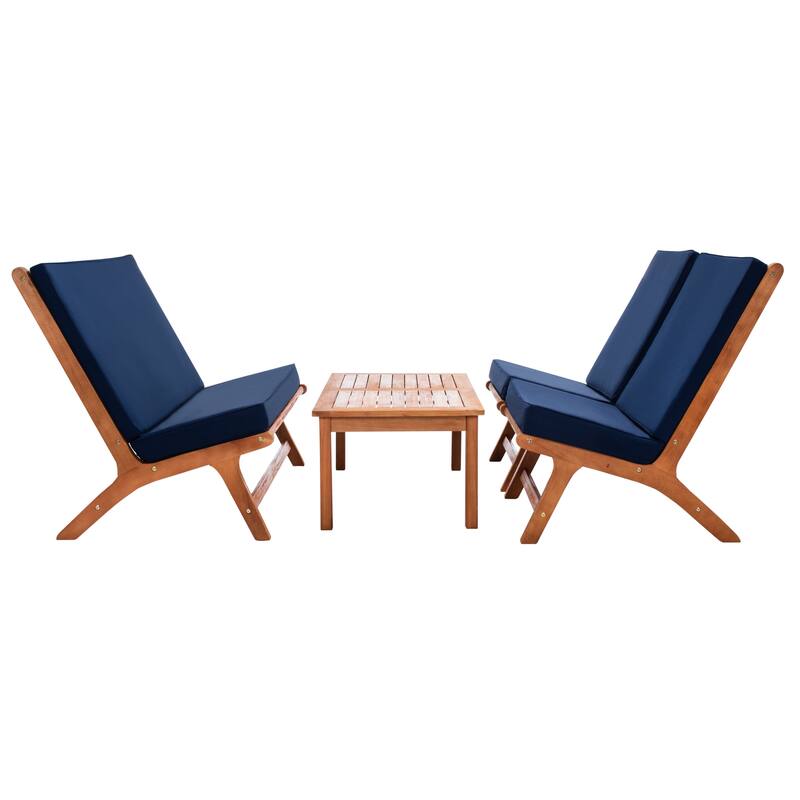 SAFAVIEH Outdoor Aryana 4-Piece Conversation Patio Set with Accent Pillow - 46W x 34D x 32H