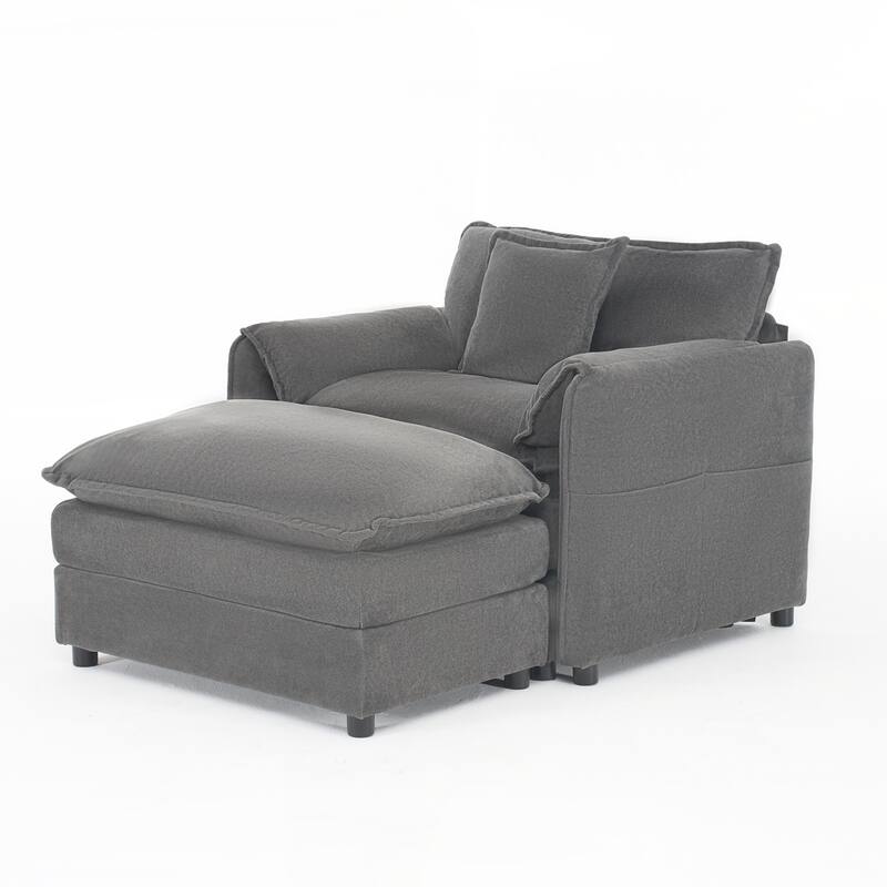 Chair with Movable Ottoman for Living Room or Bedroom