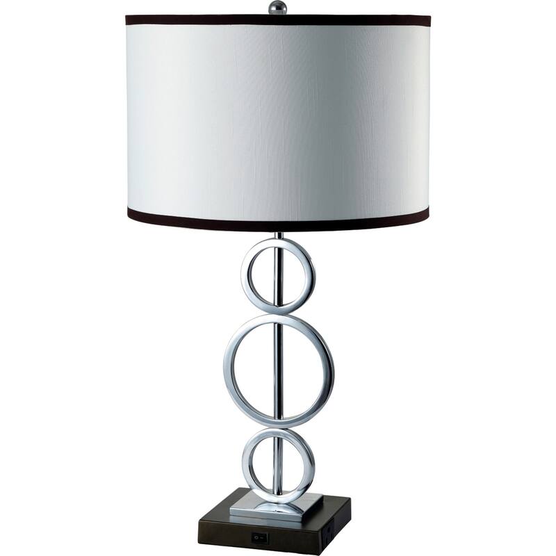 Antique Table Lamp with Outlet - Metal 3 Ring Desk Lamp, Modern Design, Easy Access Power