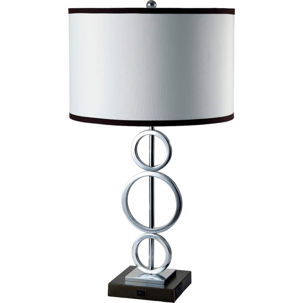 Antique Table Lamp with Outlet - Metal 3 Ring Desk Lamp, Modern Design, Easy Access Power
