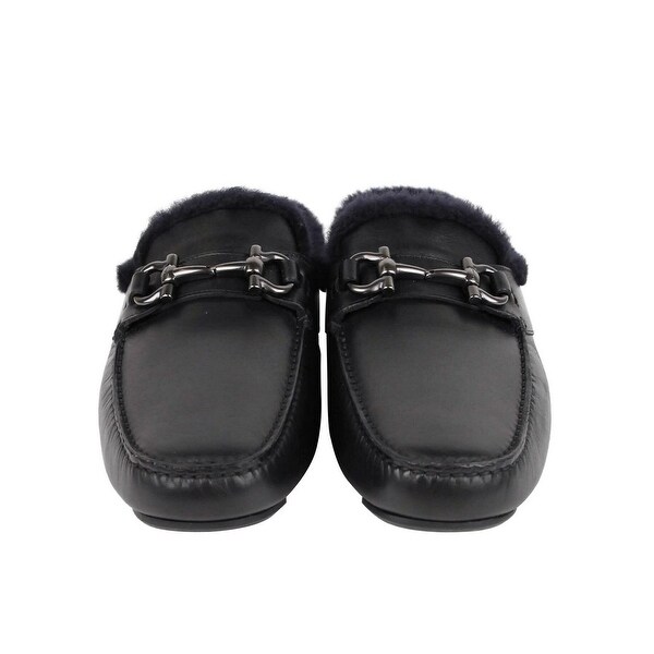 black leather slip on shoes mens