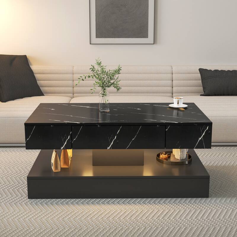 GDF Studio - Kei Modern 16.93"H LED Coffee Table with Storage Drawer for Living Room