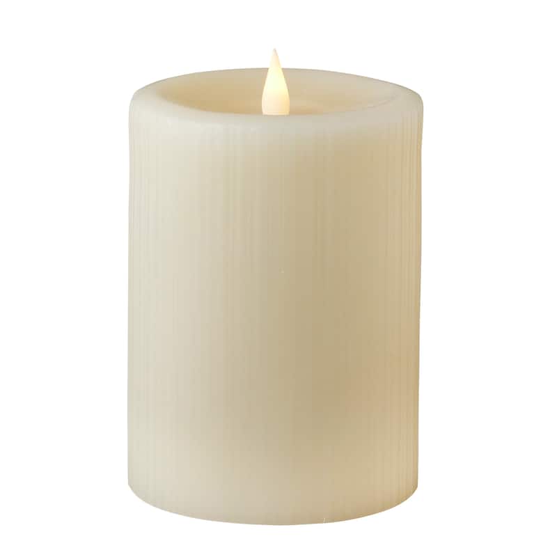 Fine Ribbed Motion Flameless Candle 4x6 Ivory