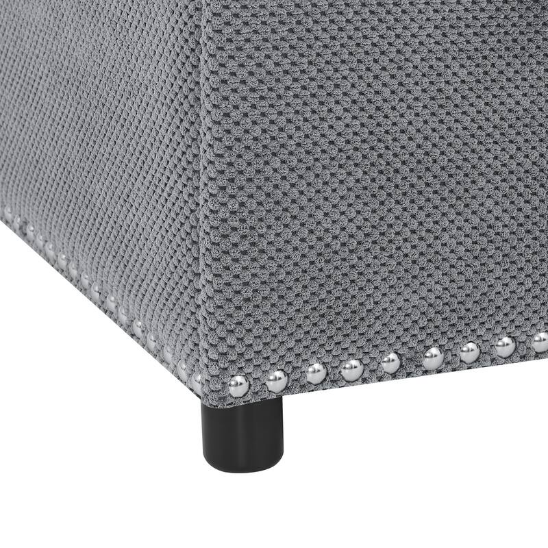 Storage Ottoman,Tufted Footstool, Nailhead Trim Ottoman, Square Storage Ottoman, Upholstered Coffee Table, Bedroom Storage
