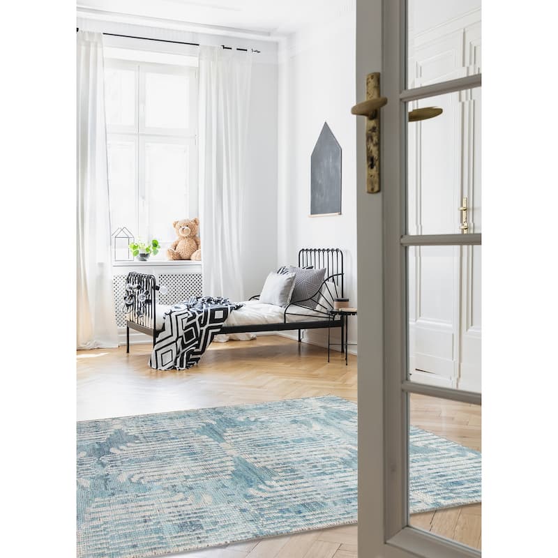 ECARPETGALLERY Hand-knotted Tangier Teal Wool Rug - 2'11 x 4'11