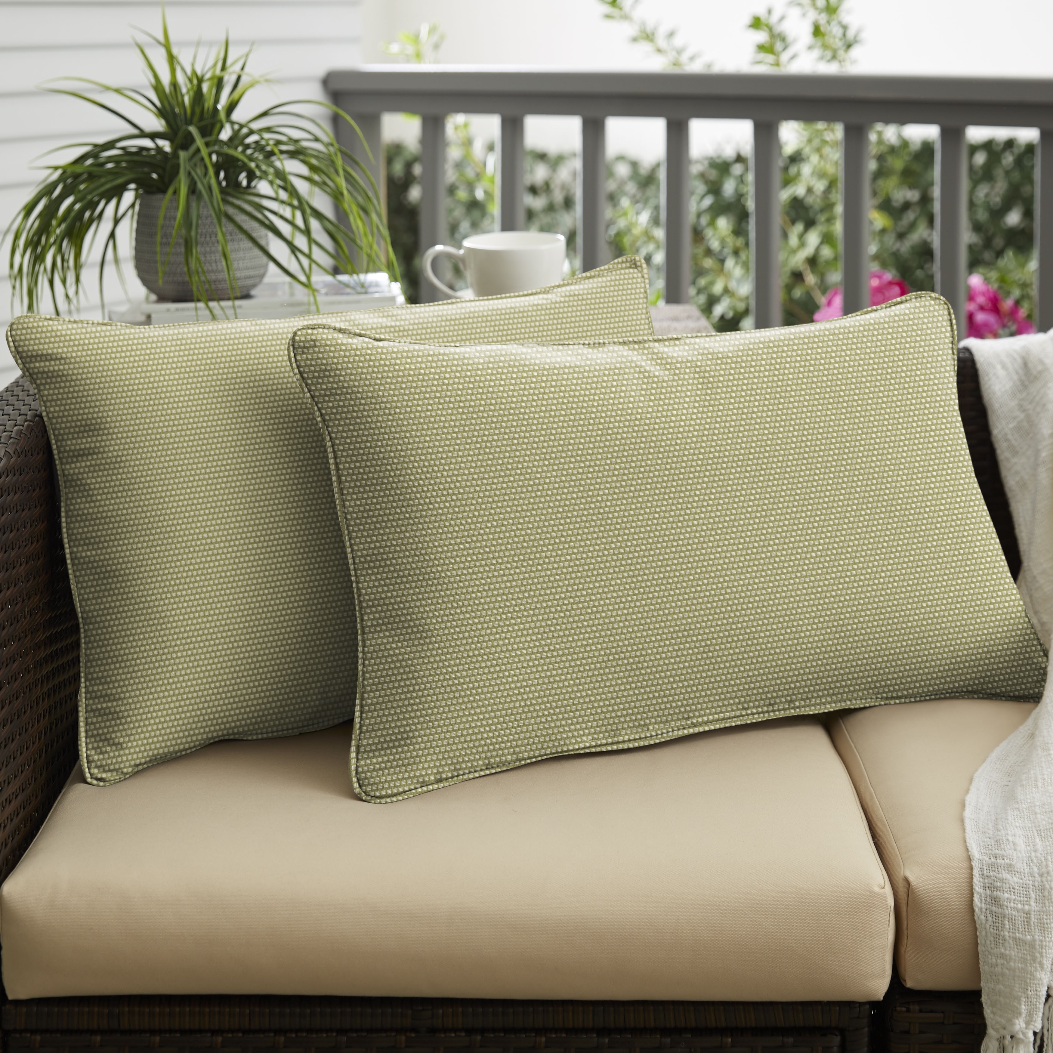 Sorra Home Outdura Sync Basil Indoor/Outdoor Corded Lumbar Pillows (Set of 2) - Picture 8 of 12