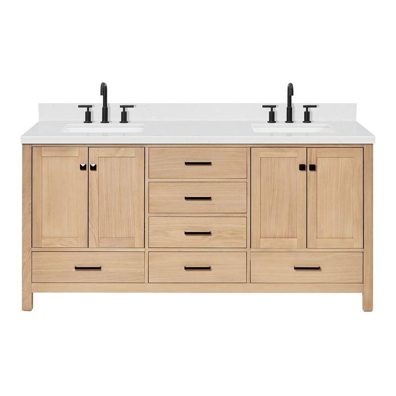 Ariel A072DCQRVO Cambridge 72" Free Standing Double Basin Vanity Set - Oak