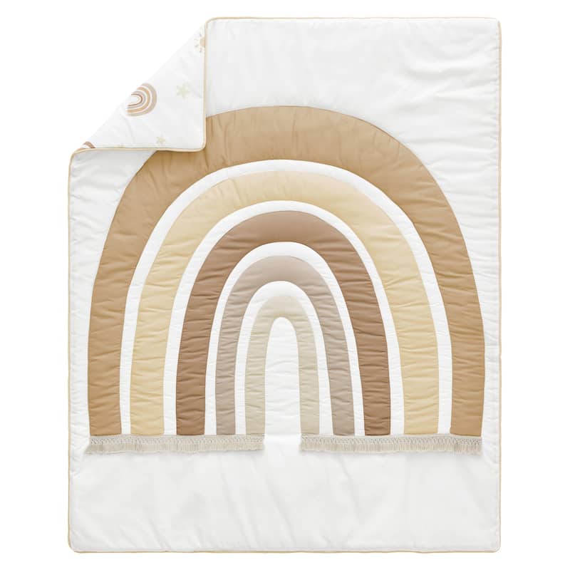 Neutral Boho Rainbow Girl Boy Nursery Crib Bedding Set Mustard Yellow Pumpkin Orange Bohemian Sunshine Modern Macrame Vintage