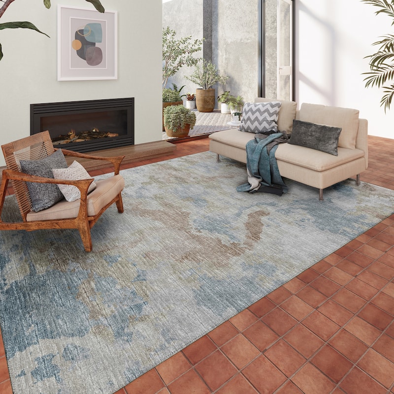 Indoor/ Outdoor Accord Modern Polyester Washable Rug New