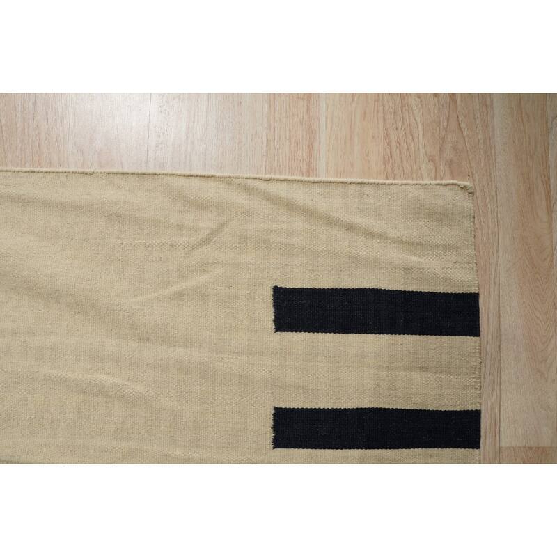 Hand-Knotted Wool Modern Flat Weave Rug, 4' x 6', Multi Area Rug, Vibrant Handcrafted Pattern for Modern Living Spaces - L