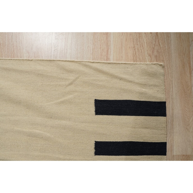 Hand-Knotted Wool Modern Flat Weave Rug, 7'9 x 9'9, Multi Area Rug, Elegant Multi-Color Design for Bedrooms - L