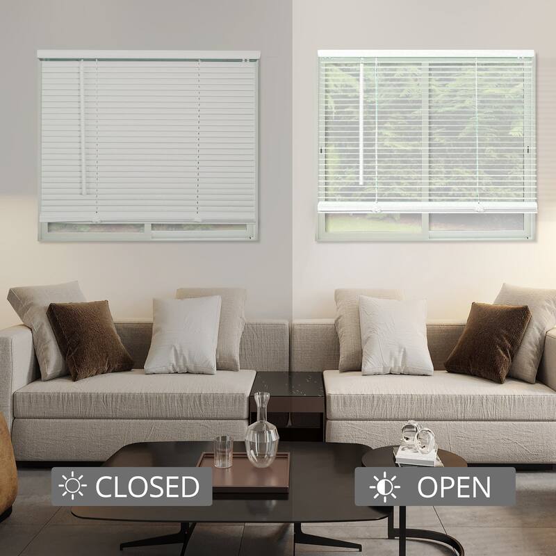 CHICOLOGY Cordless 1-Inch Vinyl Mini Blinds, Gloss White 60 Height