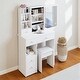preview thumbnail 3 of 12, Small Vanity Desk with Sliding Mirror and Stool, Compact Makeup Table with Drawer and Storage for Small Spaces