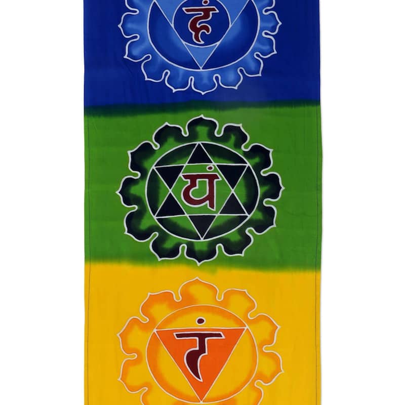 Handmade Floral Chakra Batik Rayon Wall Hanging (Indonesia)