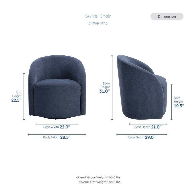 Tapestry 28.5" Boucle Swivel Chair - 360-Degree Metal Swivel Base