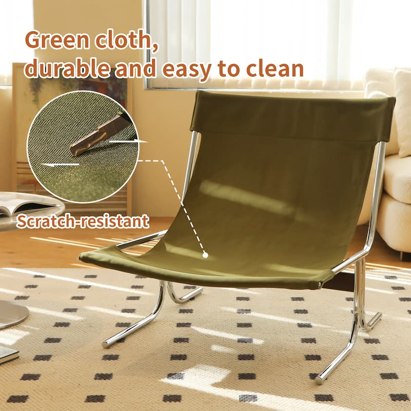 Modern Upholstered Accent Chair with Chrome Metal Frame for Living Room & Office