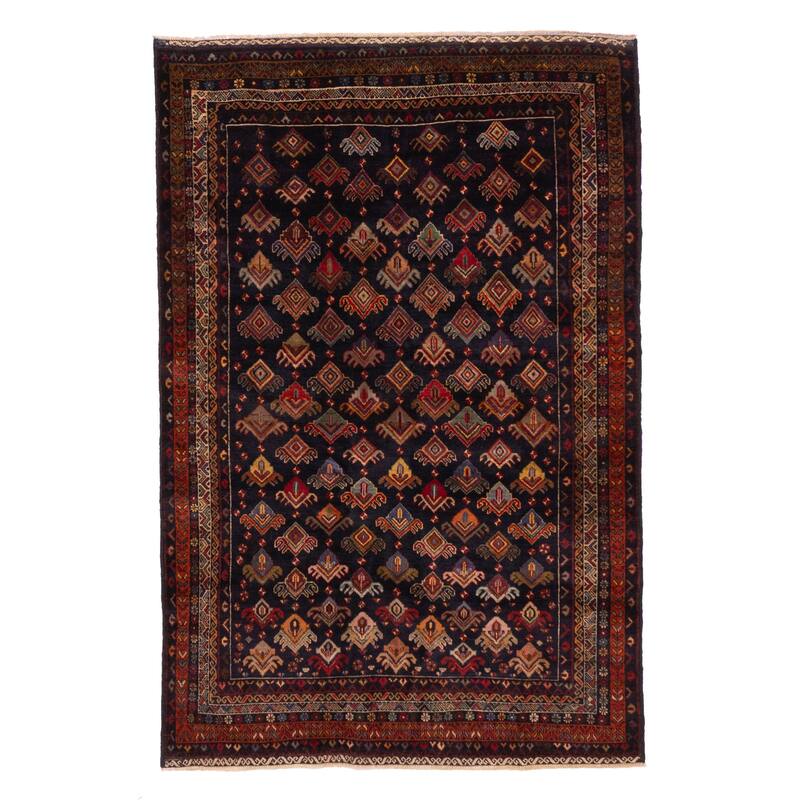 ECARPETGALLERY Hand-knotted Teimani Dark Navy Wool Rug - 3'8 x 5'7