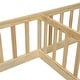 preview thumbnail 29 of 45, Twin Size Kids Bed Frame, Double Twin Floor Bed with Fence Guardrails