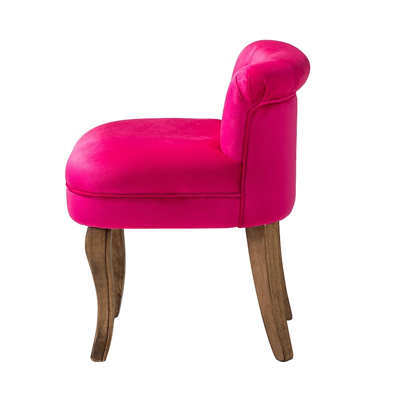 Xacobo Modern Velvet Tufted Vanity Stool with Wood Base by HULALA HOME
