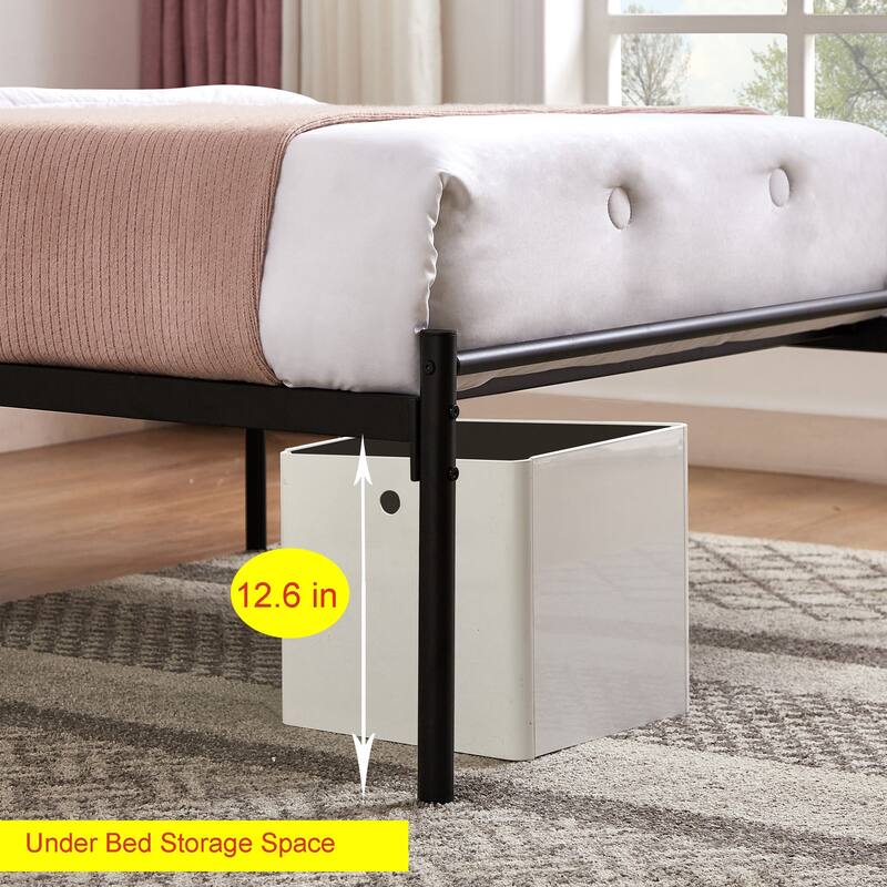Javlergo Metal Platform Bed Frame with Elegant Headboard, Heavy Duty Steel Slats Support/No Box Spring Needed