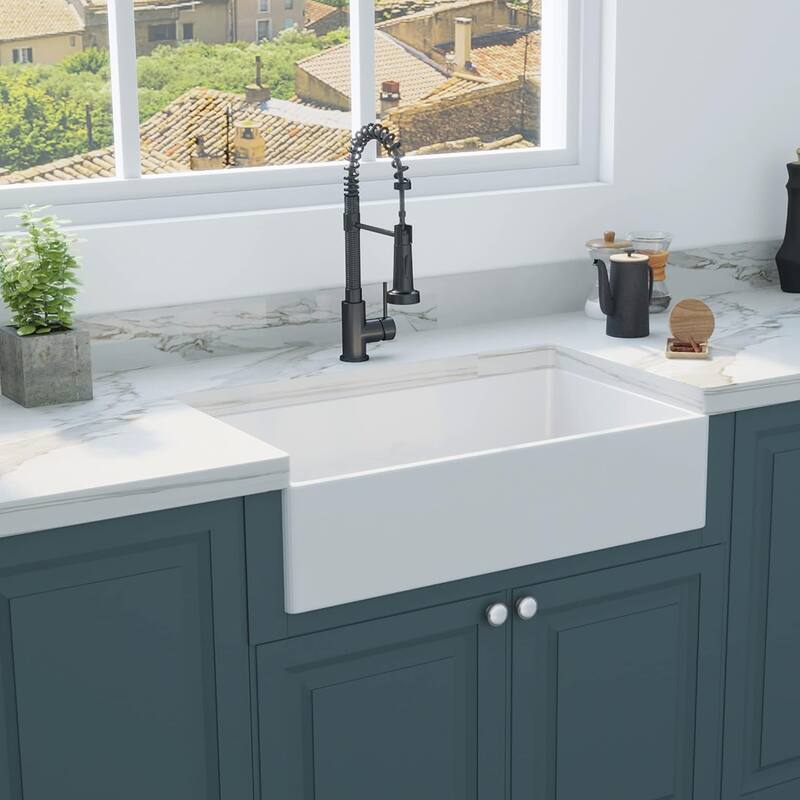 33 inch Sink, Fireclay Kitchen Sinks Farmhouse Ceramic Porcelain Single Bowl Deep Large Capacity Kitchen Sink