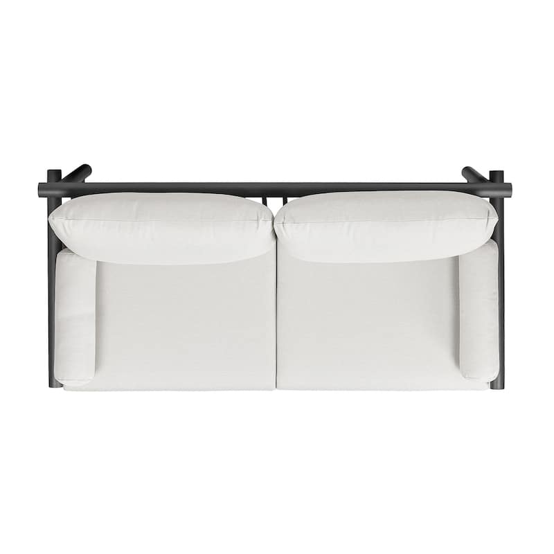 Zara 73.5" Aluminum Black Dowel Deep Seating Patio Loveseat with Cushions