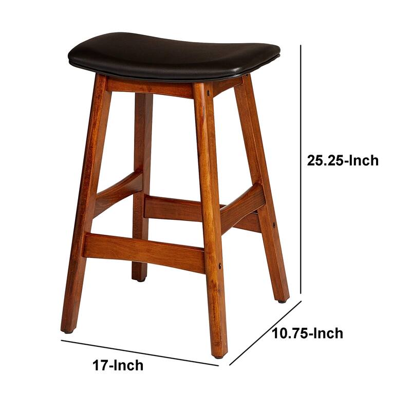 Wooden Counter Height Stool In Black And Brown