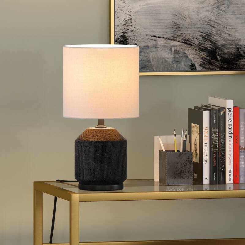 Esther 15" Tall Textured Ceramic Mini Lamp with Fabric Shade - 5.5" Wide