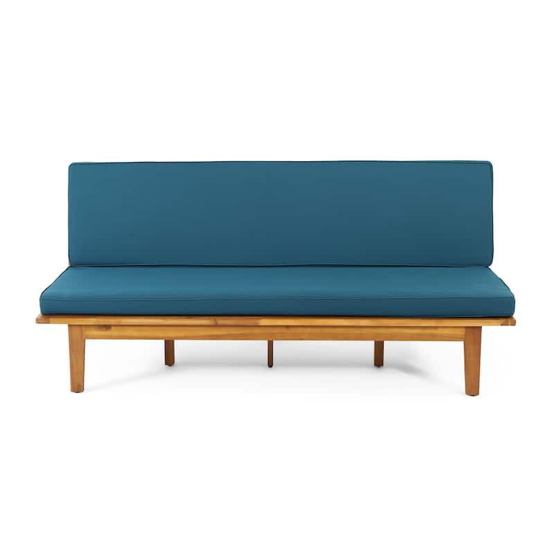 Jill Outdoor Acacia Wood Outdoor Convertible Daybed with Cushion by Christopher Knight Home
