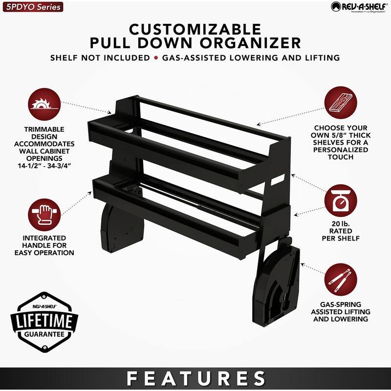Rev-A-Shelf 5PDYO Modern 34-3/4" Wide Pull or Swing Out Shelf Frame