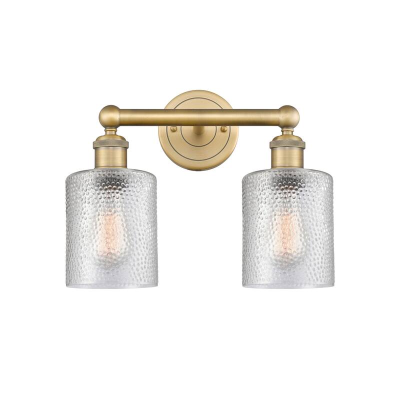 Innovations Lighting 616-2W-12-14 Cobbleskill Vanity Cobbleskill 2 - Brushed Brass / Clear